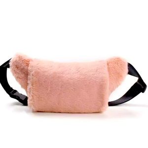 Pink Furrry Fanny Pack Waist Bag Hand Warmer